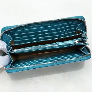 本製 ナイルクロコダイル 無双 オリジナル ターコイズブルー財布の収納力